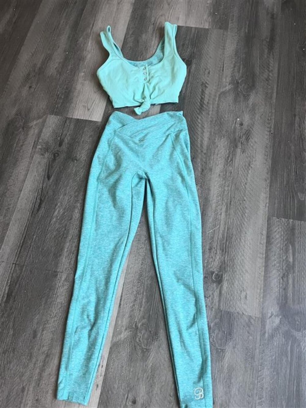 Bombshell Sportswear Matching Set — Henley Top (S) + Scrunch-Butt Leggings (M)